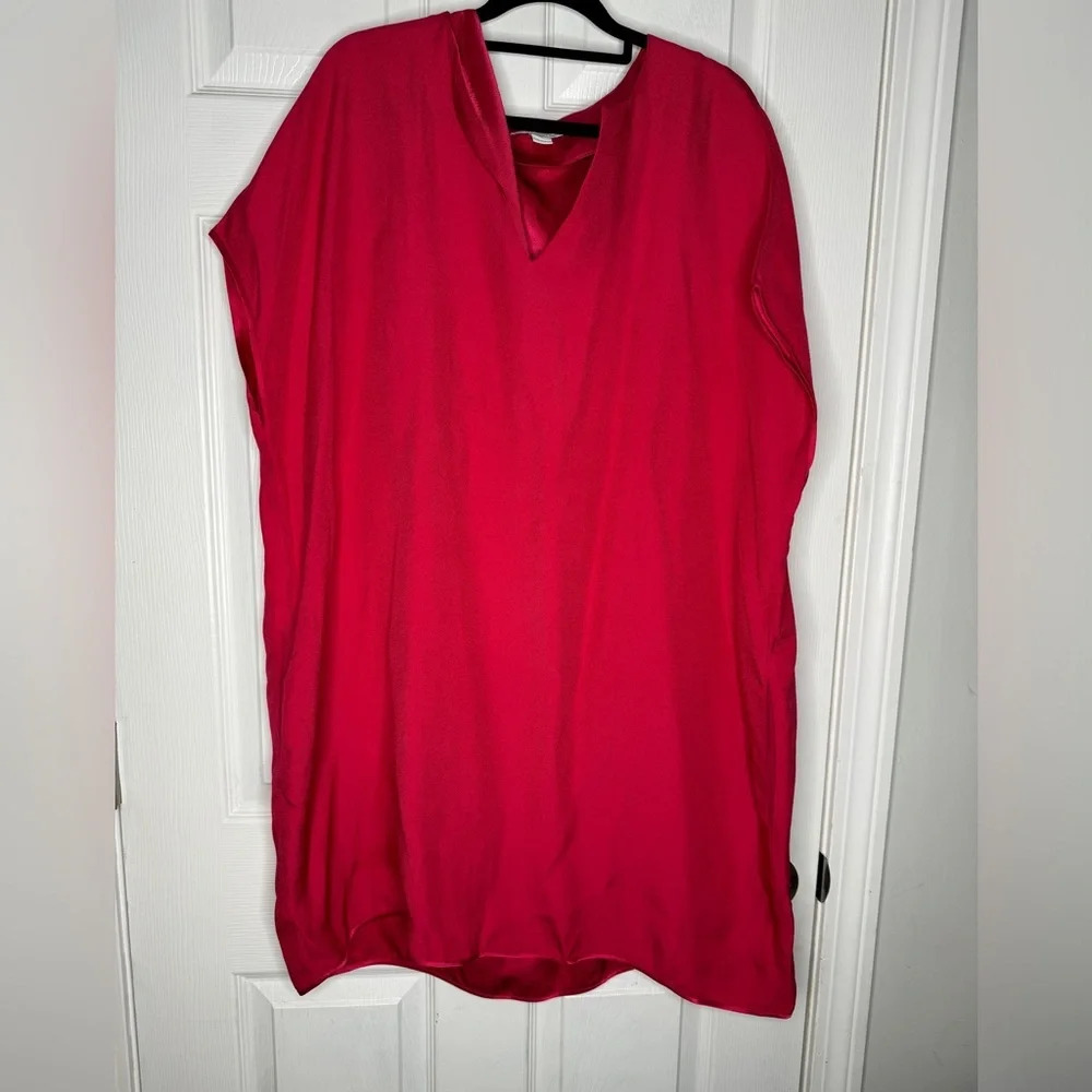 DIANE VON FURSTENBURG Kora Hot Pink Oversized Tunic‎ Shift Dress Size M Pockets